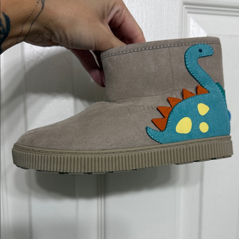 Cat & Jack Tan Boots with Blue Dinosaur